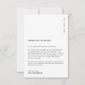 クラシックミニマルタイポグラフィ結婚写真 サンキューカード (裏面)