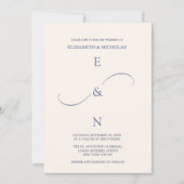 クラシックミニマルダスエレガントスタイリッシュ結婚ブルー 招待状 (正面)