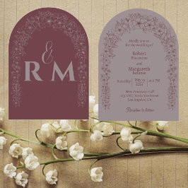 クラシックミニマルフローラゲートアー結婚チ 招待状