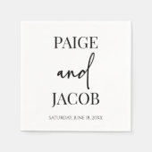 クラシックミニマルミニマル名前をカスタムする結婚ズ スタンダードカクテルナプキン (正面)