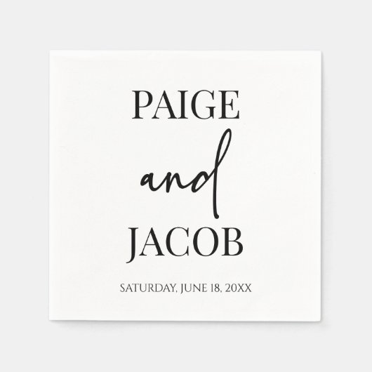 クラシックミニマルミニマル名前をカスタムする結婚ズ スタンダードカクテルナプキン (正面)