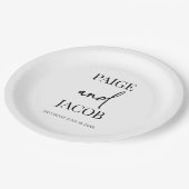 クラシックミニマルミニマル名前をカスタムする結婚ズ ペーパープレート (アングル)