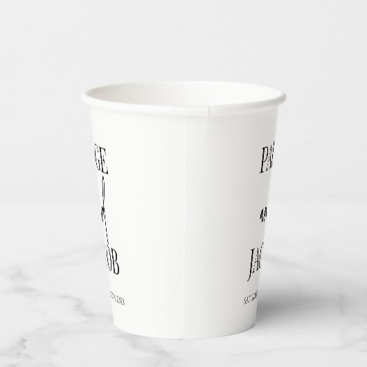 クラシックミニマルミニマル名前をカスタムする結婚ズ 紙コップ (右)