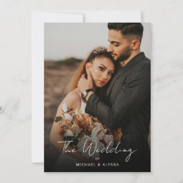 クラシックミニマル写真の手書きスクリ結婚プト 招待状