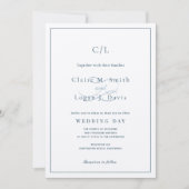 クラシックミニマル海軍ブルーモノグラム結婚ズ 招待状 (正面)
