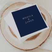 クラシックミニマル海軍ブルー |シルバー結婚ズ スタンダードカクテルナプキン