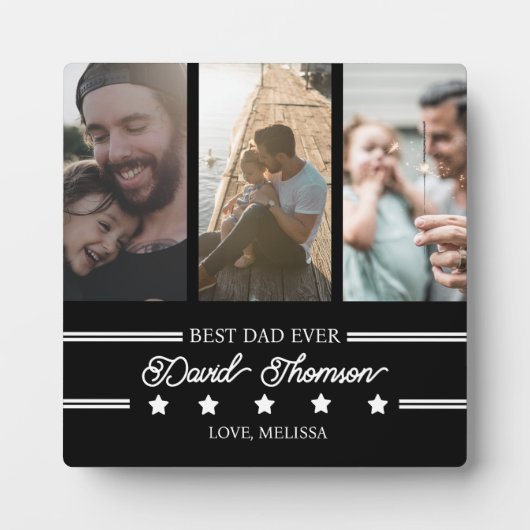 クラシックミニマル白黒最高のパパエバー フォトプラーク (正面)