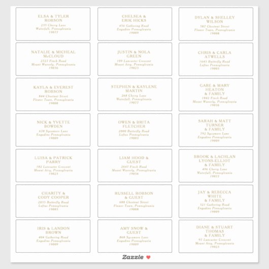 クラシックミニマル金ゴールドゲスト住所 シール (シート)