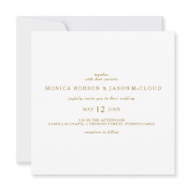 クラシックミニマル金ゴールドスクエア結婚式招待状