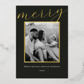 クラシックミニマル金ゴールドフレームファミリーフォト 箔シーズンカード (正面)