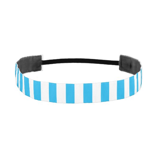 クラシックミニマル青と白ストライプの アスレチックヘッドバンド (正面)