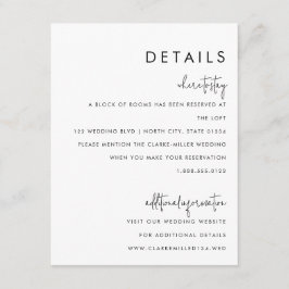 クラシックミニマル黒白結婚詳細 エンクロージャーカード