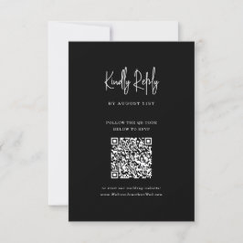 クラシックミニマル黒QRコードスクリプ結婚ト 出欠カード
