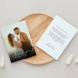 クラシックミニマルPhoto Hand書のScript結婚's サンキューカード