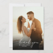 クラシックミニマルPhoto Hand書のScript結婚's サンキューカード (正面)
