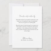 クラシックミニマルPhoto Hand書のScript結婚's サンキューカード (裏面)