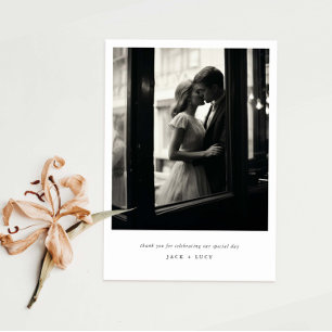 クラシックミニマ結婚リストの写真サンキューカード サンキューカード