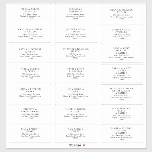 クラシックミニマ結婚リスト住所 シール