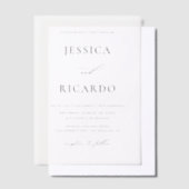 クラシックミニマ結婚リスト ベラム紙招待状 (オフセット)