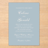 クラシックミュートブルーエレガントな結婚式 アクリル招待状 (正面)