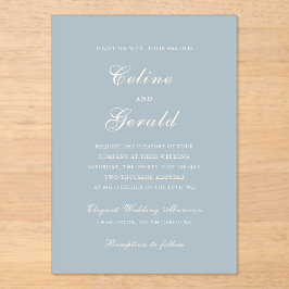 クラシックミュートブルーエレガントな結婚式 アクリル招待状