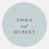 クラシックミュートブルーエレガントな結婚式 ラウンドシール (正面)