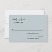 クラシックミュートブルーエレガントな結婚式 出欠カード (正面)