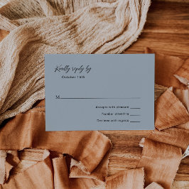 クラシックミュートブルーエレガントな結婚式 出欠カード