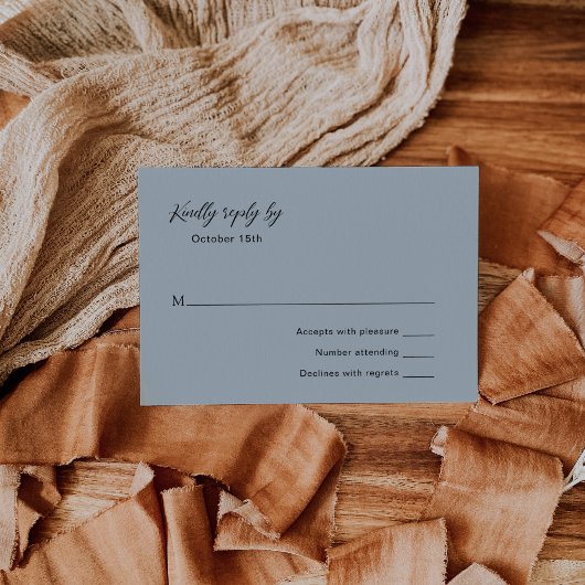 クラシックミュートブルーエレガントな結婚式 出欠カード