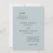 クラシックミュートブルーエレガントな結婚式 招待状 (正面)