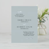 クラシックミュートブルーエレガントな結婚式 箔招待状 (立ち正面)