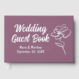 クラシックミュートプラムフローラスケッチフォイルゲストブック ゲストブック