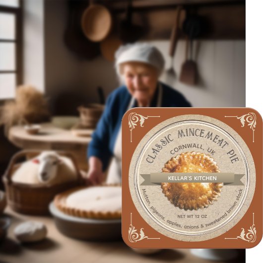 クラシックミンセミートパイグランジフォントクラフトブラウン スクエアシール