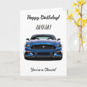 クラシックムームブルーあなたはアクラシックホワイト誕生日 カード (黄色い花)