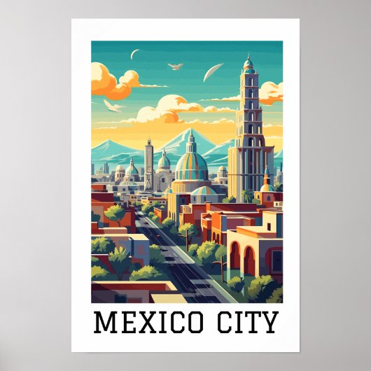 クラシックメキシコシティCDMXレトロヴィンテージトラベル ポスター (正面)