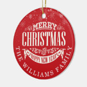クラシックメリークリスマスとハッピーニューフォト セラミックオーナメント (左)