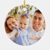 クラシックメリークリスマスとハッピーニューフォト セラミックオーナメント (裏面)