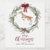 クラシックメリークリスマスウィンターホリデーリース ワインラベル (シングルラベル)