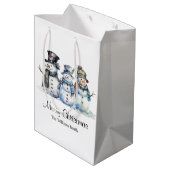 クラシックメリークリスマスウィンターホリデー雪だるま ミディアムペーパーバッグ (裏面アングル)