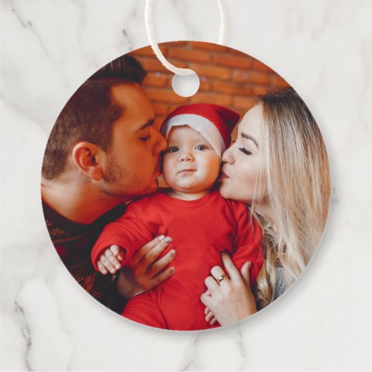 クラシックメリークリスマススノーフレーク写真 フェイバータグ (裏面)