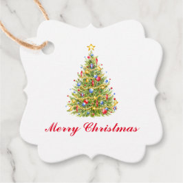 クラシックメリークリスマスツリーギフトラベルメッセージカード フェイバータグ
