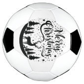 クラシックメリークリスマスディアー&ツリーデザインアート サッカーボール (回転)