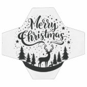 クラシックメリークリスマスディアー&ツリーデザインアート サッカーボール (フラット)