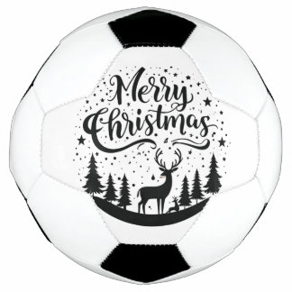 クラシックメリークリスマスディアー&ツリーデザインアート サッカーボール