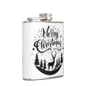 クラシックメリークリスマスディアー&ツリーデザインアート フラスク (右)