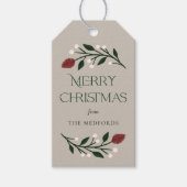 クラシックメリークリスマスパーソナライズされたフローラ ギフトタグ (正面)