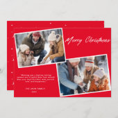 クラシックメリークリスマスファミリー2フォトシック赤 シーズンカード (正面/裏面)