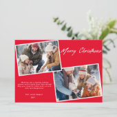 クラシックメリークリスマスファミリー2フォトシック赤 シーズンカード (スタンド正面)