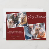 クラシックメリークリスマスファミリー2写真バーガンディ シーズンカード (正面)