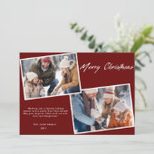 クラシックメリークリスマスファミリー2写真バーガンディ シーズンカード (スタンド正面)